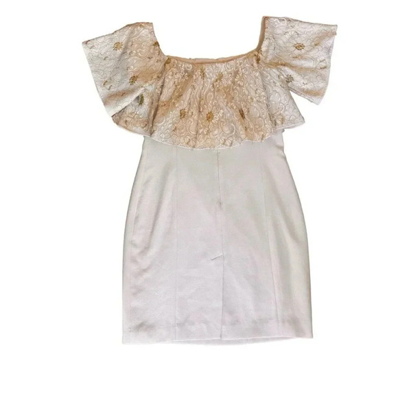 Slate & Willow Golden Iris Dress Lace Ruffle Off Shoulder Sheath Party 12 RTR - Picture 9 of 9